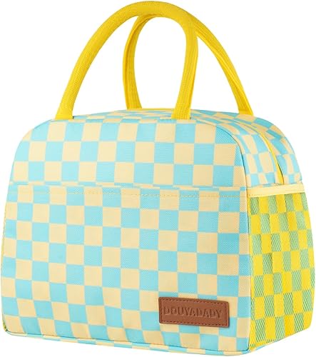 Miniatura 13 de Lonchera para mujeres y hombres (gris) Gris,Azul bebé+rayas blancas,Beige,Negro -,Cuadrícula negra+blanca,Azul,Tablero de ajedrez azul+beige,Puntos