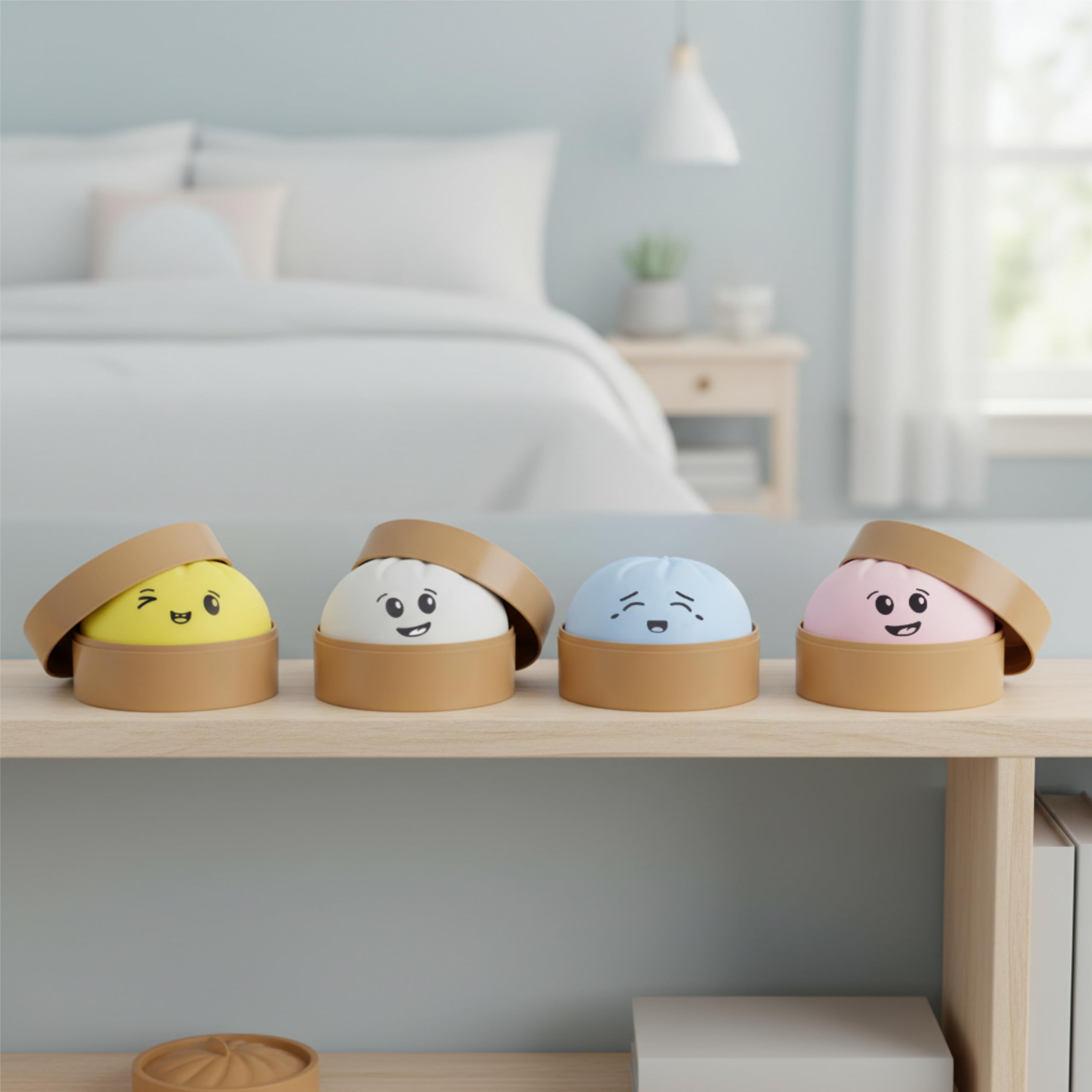 Toyland® Bourrelette Bao Squishy avec boîte Vapeur en Plastique - Jouet Anti-Stress pour Enfants - 1 aléatoire - Dès 3 Ans