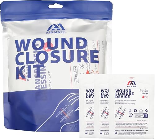 Kit de cierre de heridas, 6 piezas con apósitos, tiras de cierre de heridas sin sutura, kit de cierre de laceración con cremallera de puntada para