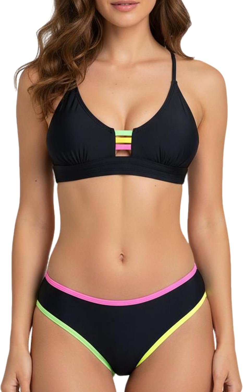 LIZENS Women's High Waist Bikini Set Quick Dry Sexy Swimwear Fashion Two-Piece Swimsuit