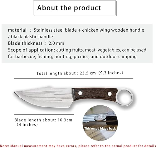 Miniatura 7 de Cuchillo de chef portátil forjado a mano con mango circularcuchillo multiusos con funda, adecuado para cortar frutas, barbacoa al aire libre,