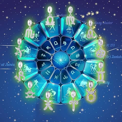 Miniatura 7 de 12 dijes del signo del zodiaco para pulseras de dijes Colgantes de constelaciónhoróscopo de plata de ley 925