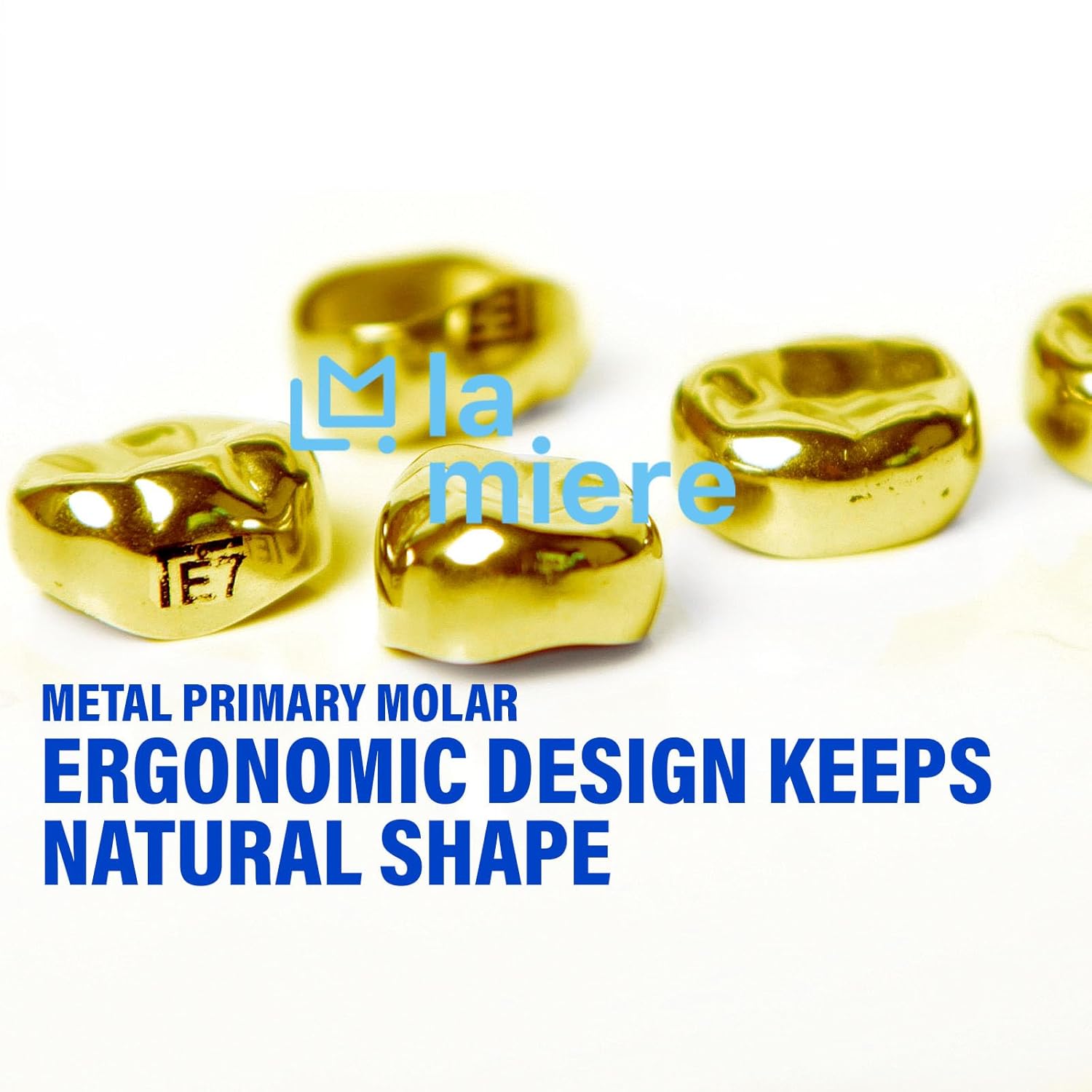 LA MIERE 48Pcs Dental Kids Crown Primary Molar Pedo Crowns Gold 48 Sizes/Box