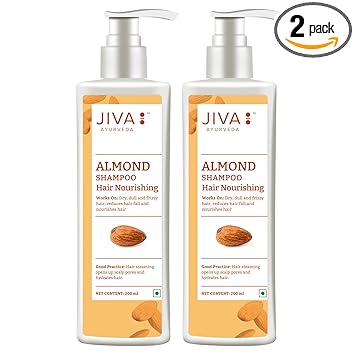 Jiva Almond Shampoo - 200 ml - Pack of 2 - For All Hair Types, Nourishes Your Hair Roots