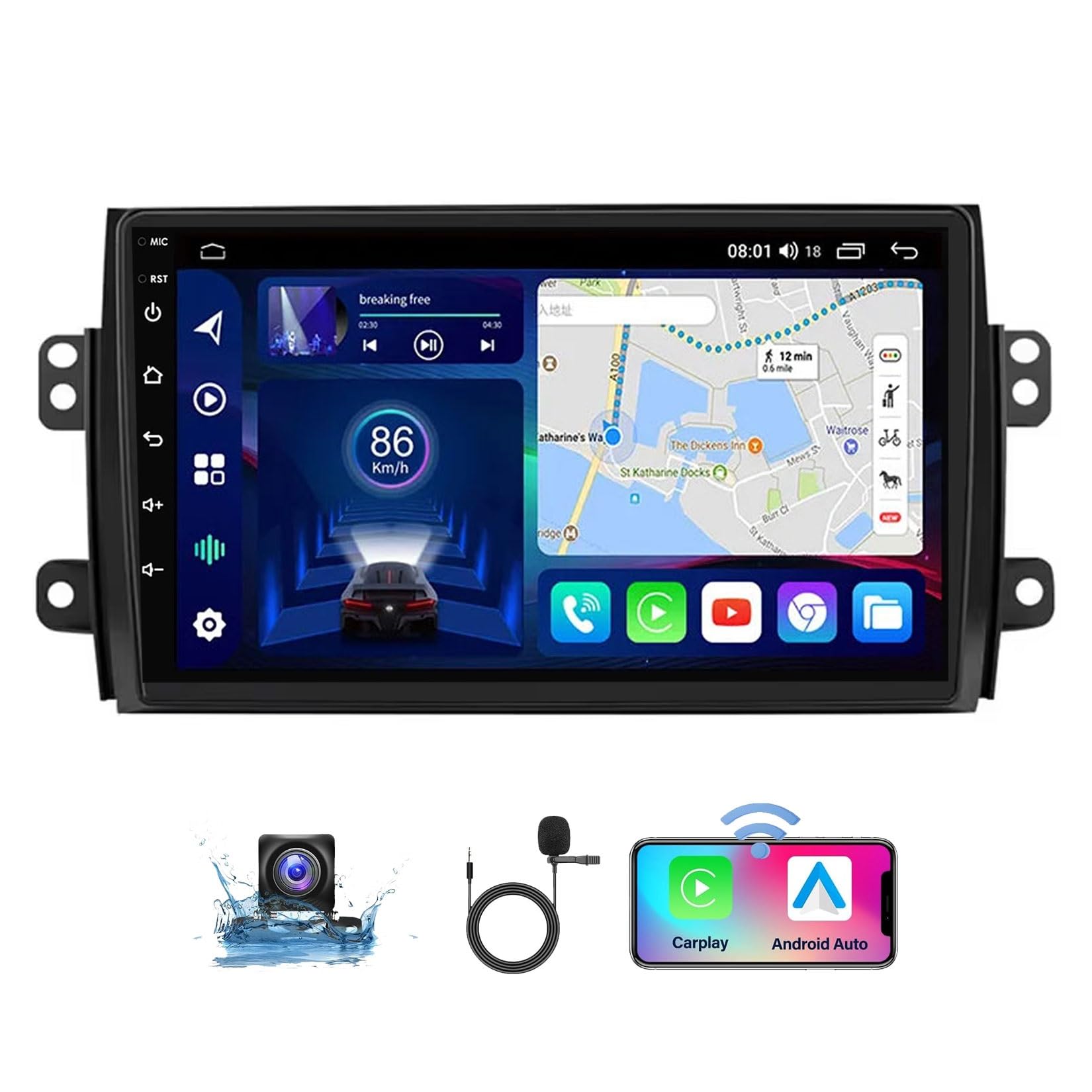 Android 14 Nawigacja samochodowa In-Dash Odbiornik radia samochodowego dla Suzuki SX4 2006-2014 Double Din 9-calowy ekran dotykowy Radio samochodowe z nawigacją satelitarną Bluetooth Zestaw