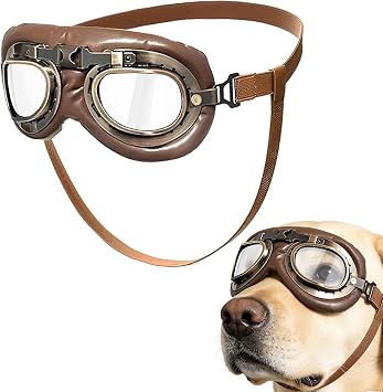 Dog Goggles, Protective Eyewear for Medium to Large Dogs, UV and Wind Resistant, Adjustable Strap for Fit, Ideal for Outdoor Activities, Beach, Pool, and Winter Sports
