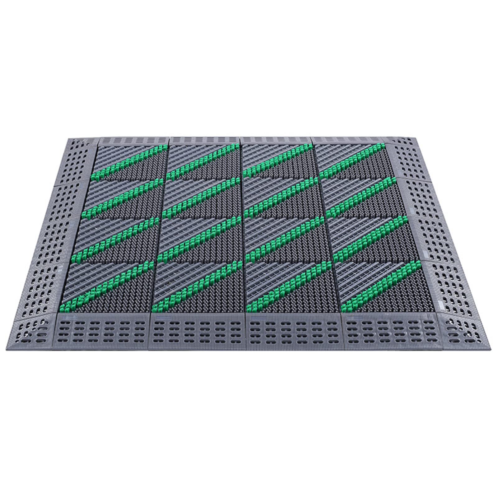 Tapis d'entrée extérieur durable en gris et vert pour patio et garage