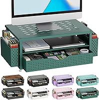 Vista 17 de gianotter Soporte elevador de madera para monitor, organizador de escritorio de oficina, organizador de escritorio con cajón y soporte