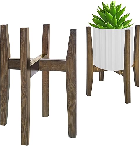 Soporte para plantas de interior, estante de bambú para plantas, soporte ajustable para plantas de esquina, soporte para plantas de un solo piso, se