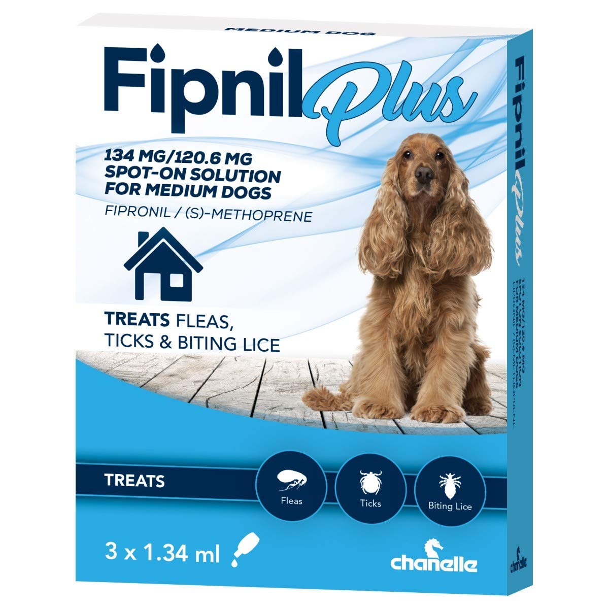 Fipnil Plus Spot On Solution Flea Drops, Tick & Lice Repellent (For Medium Dogs (10.1kg-20kg) 3 Pipettes)