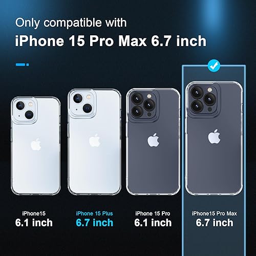 Miniatura 2 de GLIMALL Funda transparente 5 en 1 diseñada para iPhone 15 Pro Max con protector de pantalla 2 unidades + protector de lente de cámara 2 unidades,