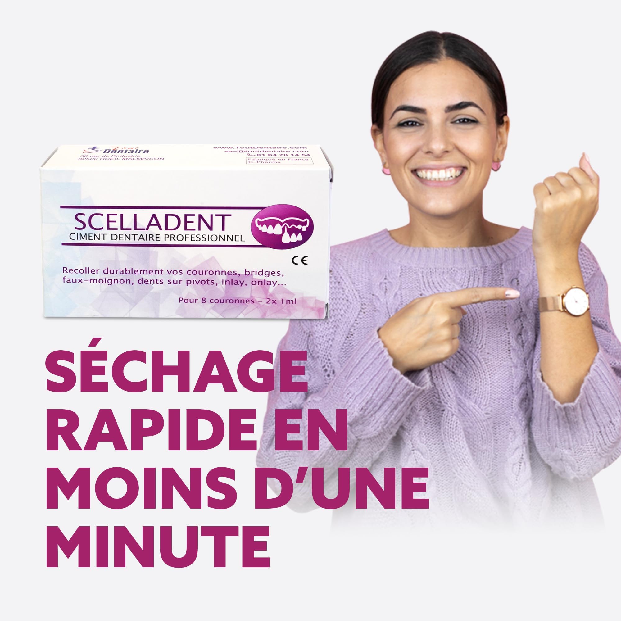 All Dentaire Scelladent - Pegamento dental temporal extra fuerte para coronas y pivotes - Fijación rápida y fiable - Solución de mantenimiento dental de emergencia