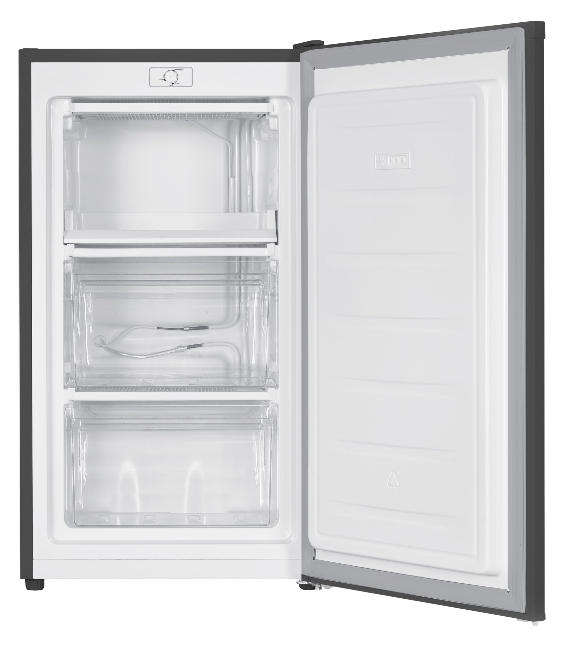 Cookology UCFZ60 48cm 60 Litre Capacity Freestanding Undercounter Freezer, Featuring a Practical Reversible Door, with 3 Large Drawers and a 4 Star Freezer Rating - In Grey — view 3