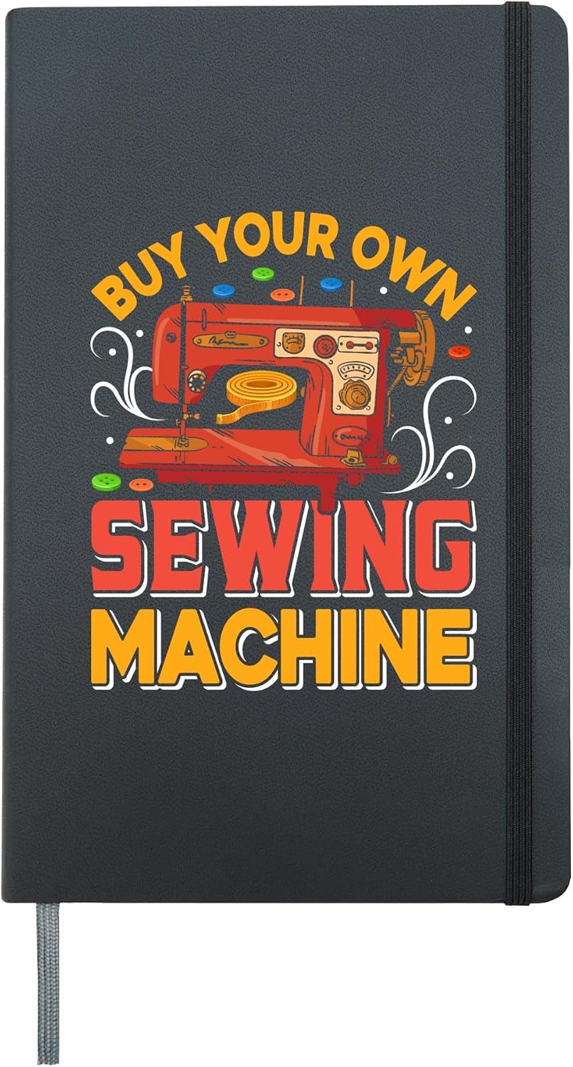 Sew Enthusiast Creative Sewing Machine Hardcover Journal, Black