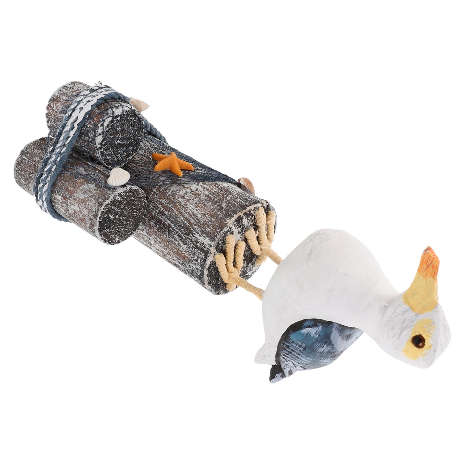 IMIKEYA Figuras de Pájaros Marinos Tallados Madera con Base de Natural Escultura Náutica Mediterránea para Hogar Jardín y Baño de Decoración de Pared Marina y Playa