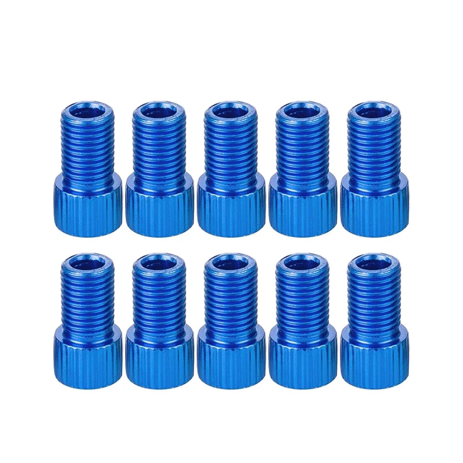 Dymkie 10 Pcs Blue 10 Colour Aluminum Bicycle Bike Valve Converter Car Valve Adapter(10 Pcs Blue)
