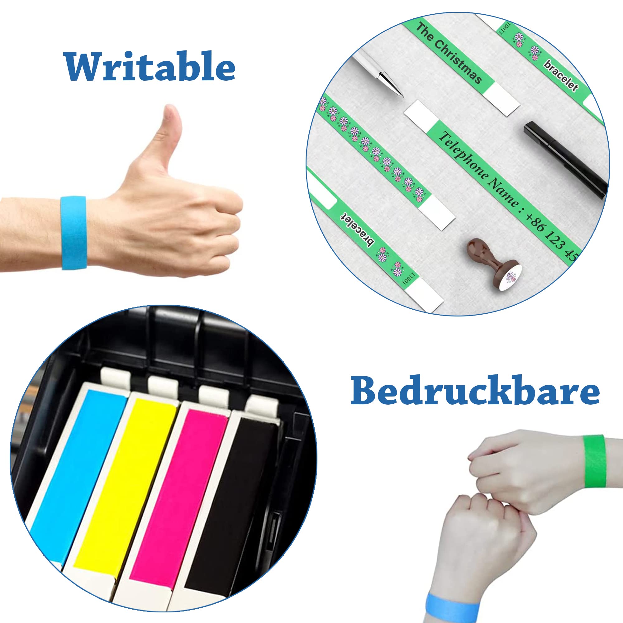 180 Pezzi Braccialetti Identificativi Impermeabili per Eventi, Feste, Festival, Concorsi (18 Colori)