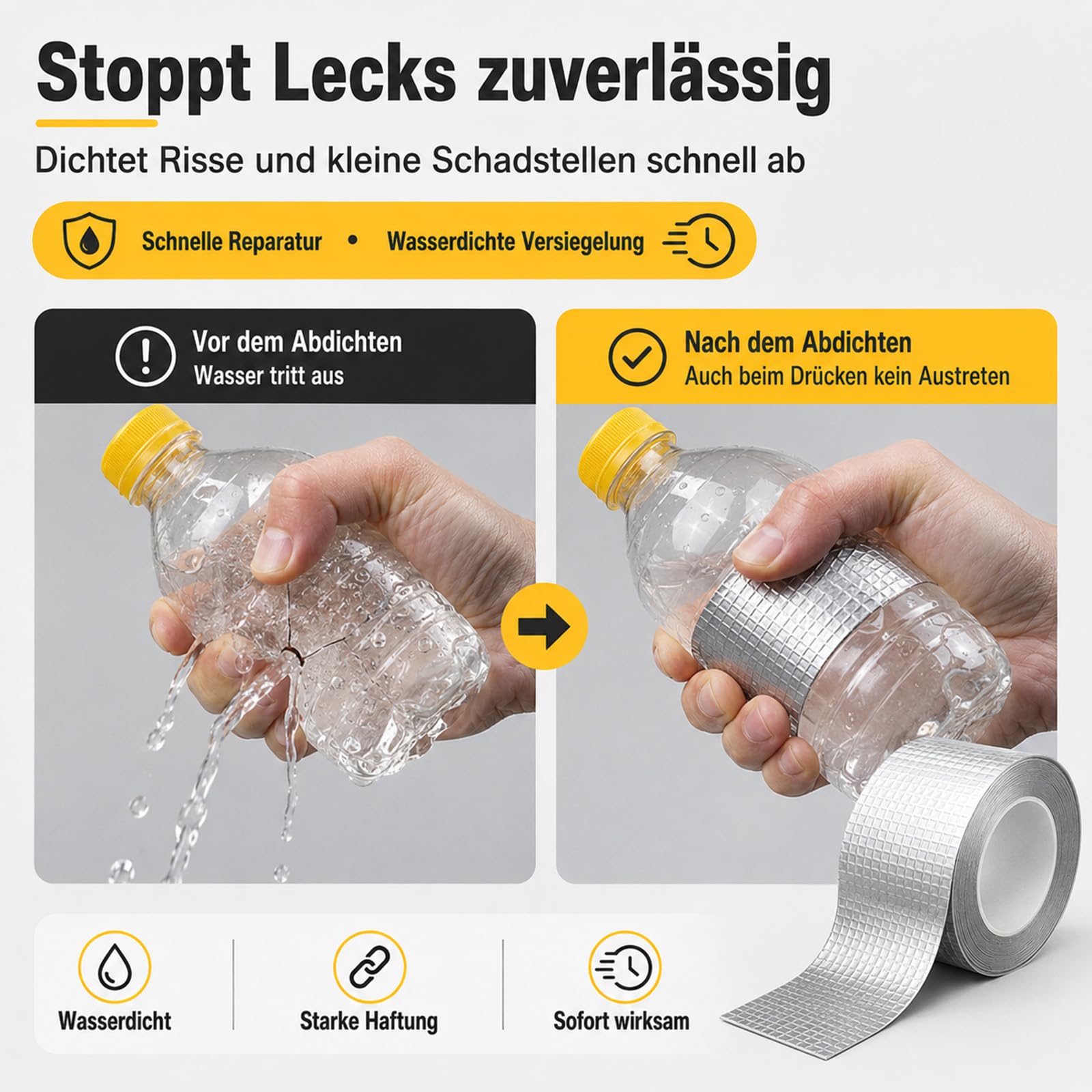 SiegelKraft-Reparaturband von Treuquell, Wasserdichtes Butylband, 5 m (10 cm x 5 m)