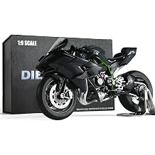 19 Motorcycle Model for Kawasaki Ninja H2R Metal Die-cast Motorcycle Model No Assembly Required Mini Finished Moto Classic Collection Gift for AdultBlack