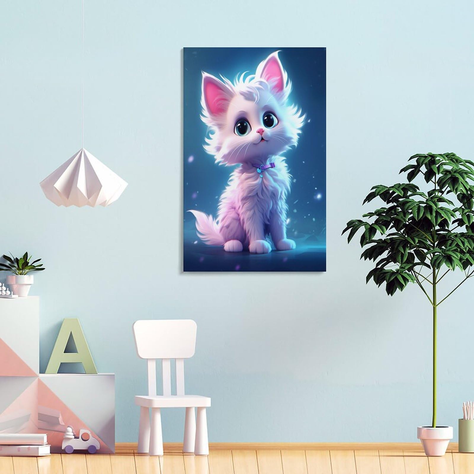Décoration Bureau Chaton Acrylique PROTA - Panneau 2D Coloré 18.5x21cm, Avec Support