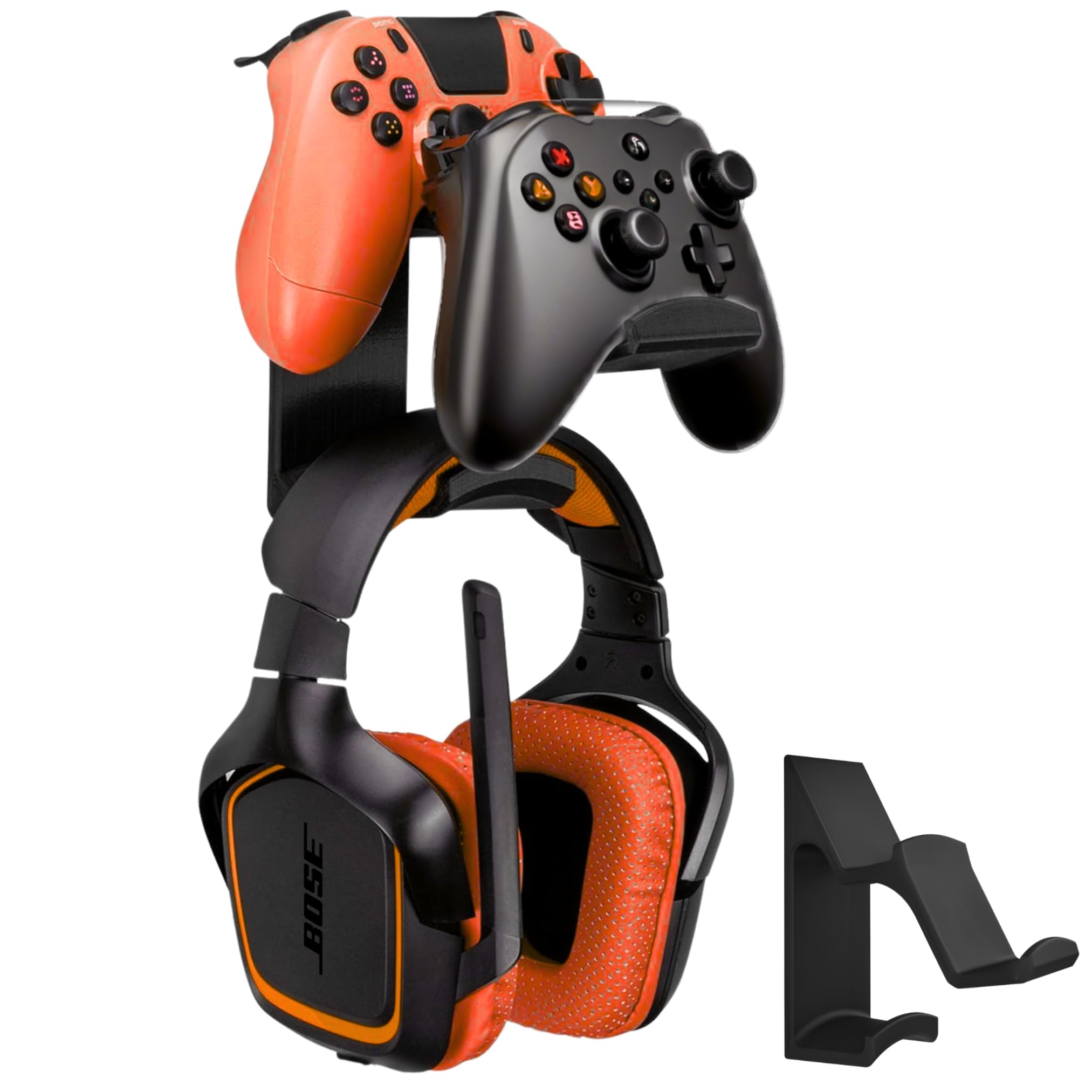 Dhanishtha Dual Game Controller & Headphone Stand Wall Mount Holder | Compatible with Xbox ONE, Series X, PS5, PS4, PS3, Switch, STEELSERIES Gamepad & More | No Screws | Stay Organized |