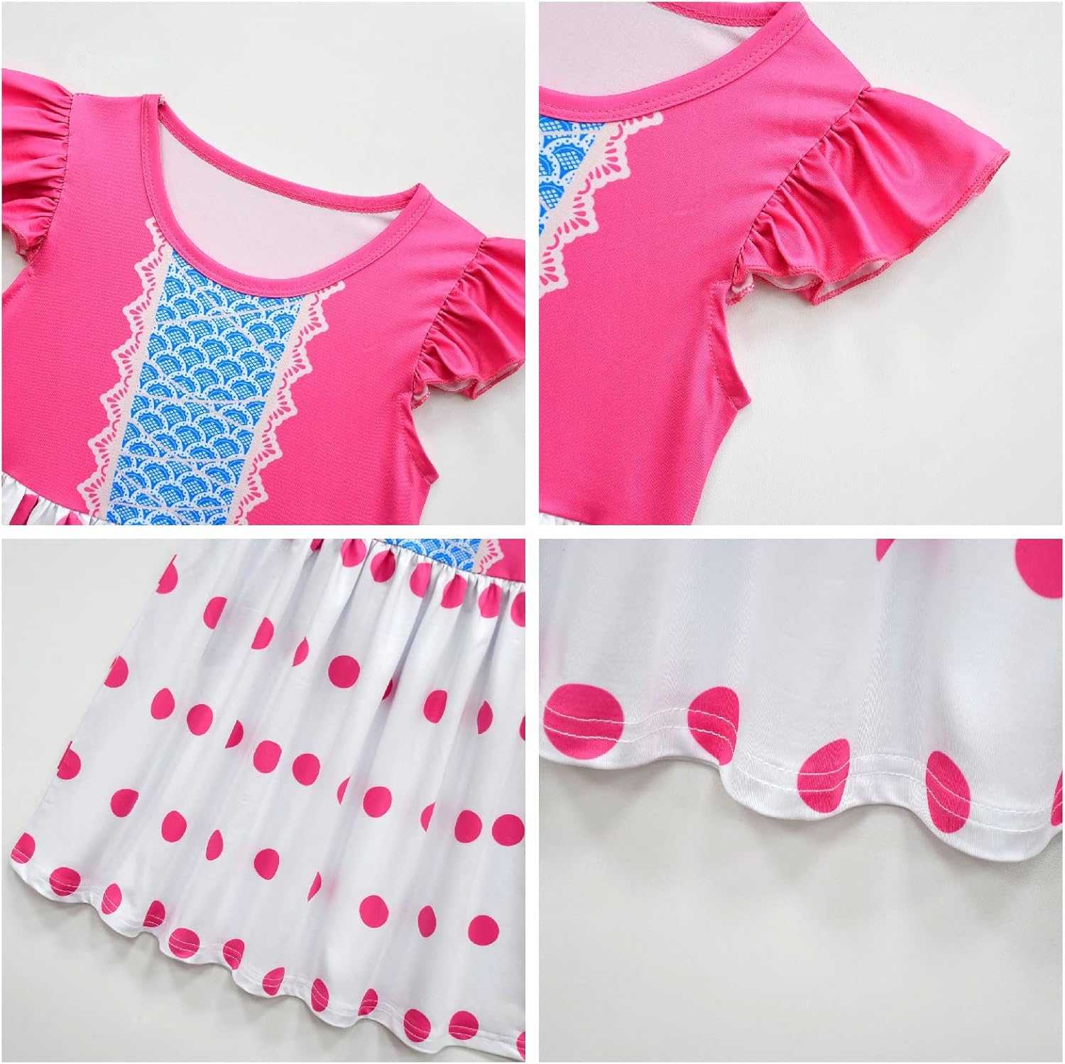 Girls Bo Peep Flutter Sleeve Princess Summer Casual Party Dress Kids Outfits - Image 3