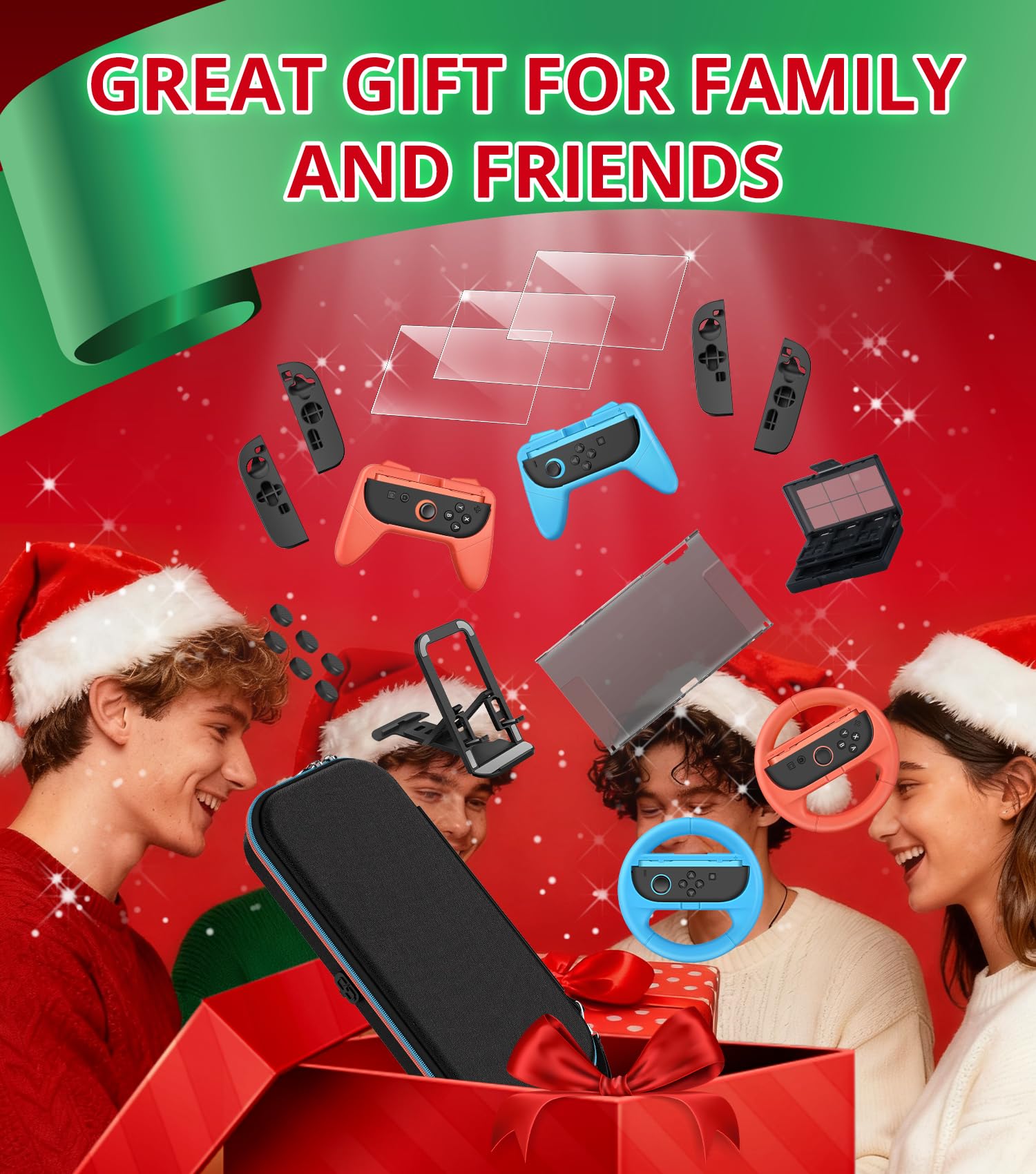 ivoler 21-en-1 Kits Accessoires pour Nintendo Switch 2, Pochette de Chargement, Coque de Protection, Protections Écran, Volants, Support de Jeu, Poignées Manettes Joy-Con et Étui pour Cartes de Jeu.