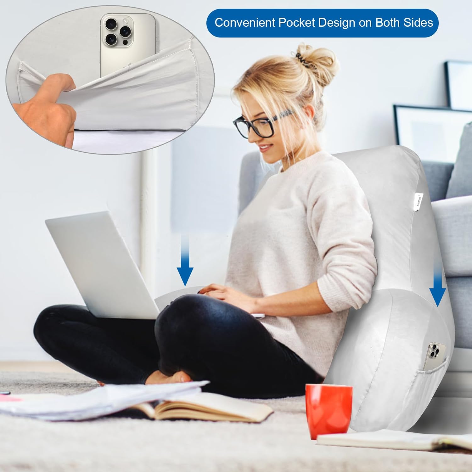 Cooling Reading Pillow Cover with Large Back Opening, Soft Replacement Slipcover, Removable & Machine Washable