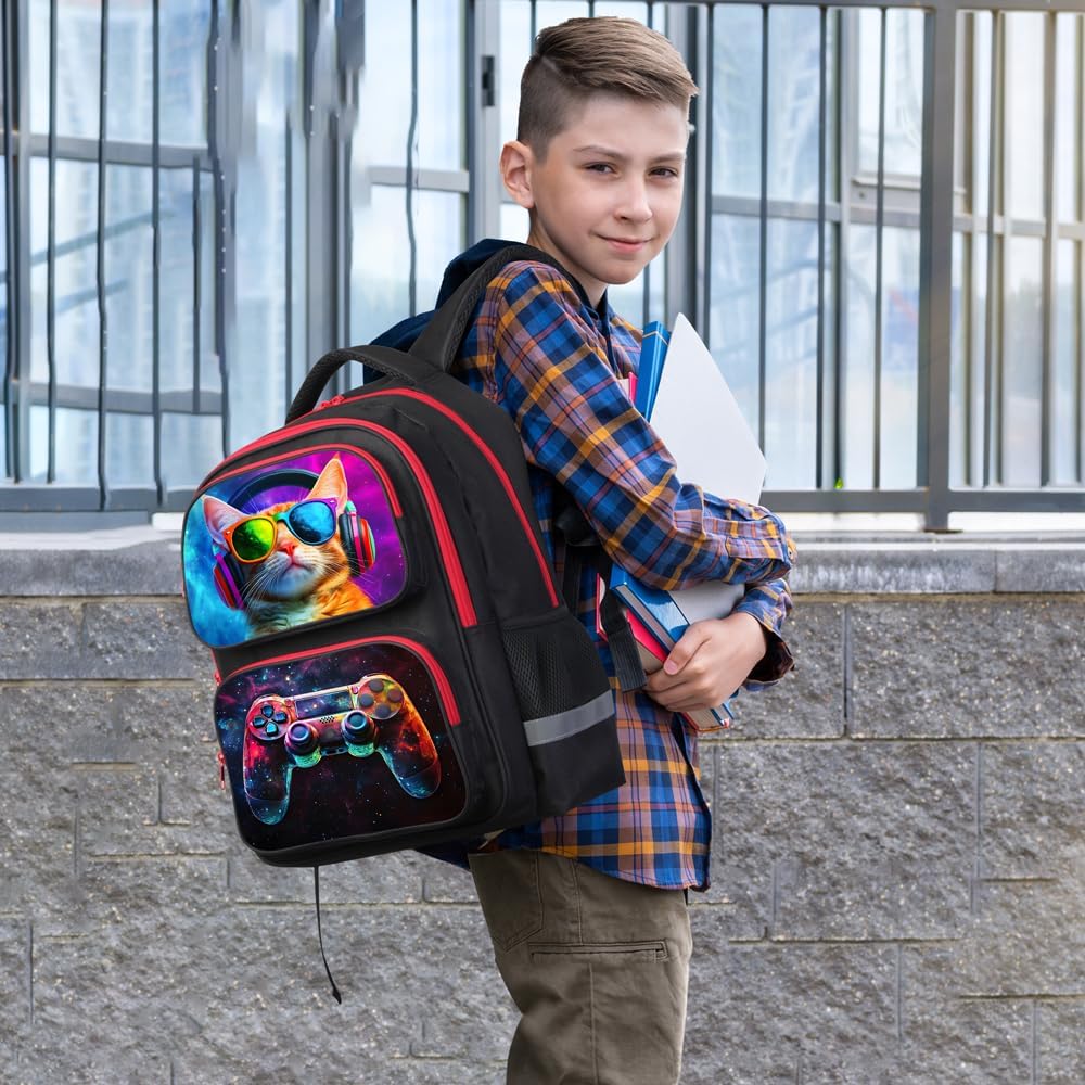 Kids Backpack for School - 17 Inch 3D Reflective Cartoon Bookbag with Dual Zippers, Ergonomic Design for Boys & Girls Ages 6-18 | Durable 600D Polyester Children's Backpack - Image 11