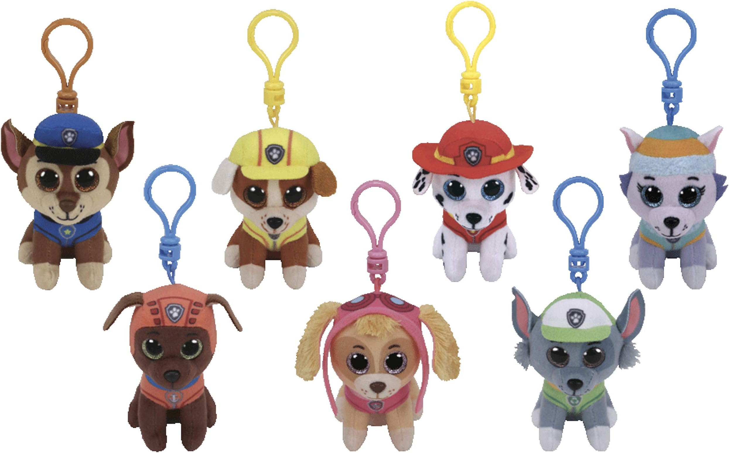 TY Stuffed Animals Beanie Boo Clips Keychains Plush Toys Bundle Set Plus One Animal Puzzle Eraser (Paw Patrol)