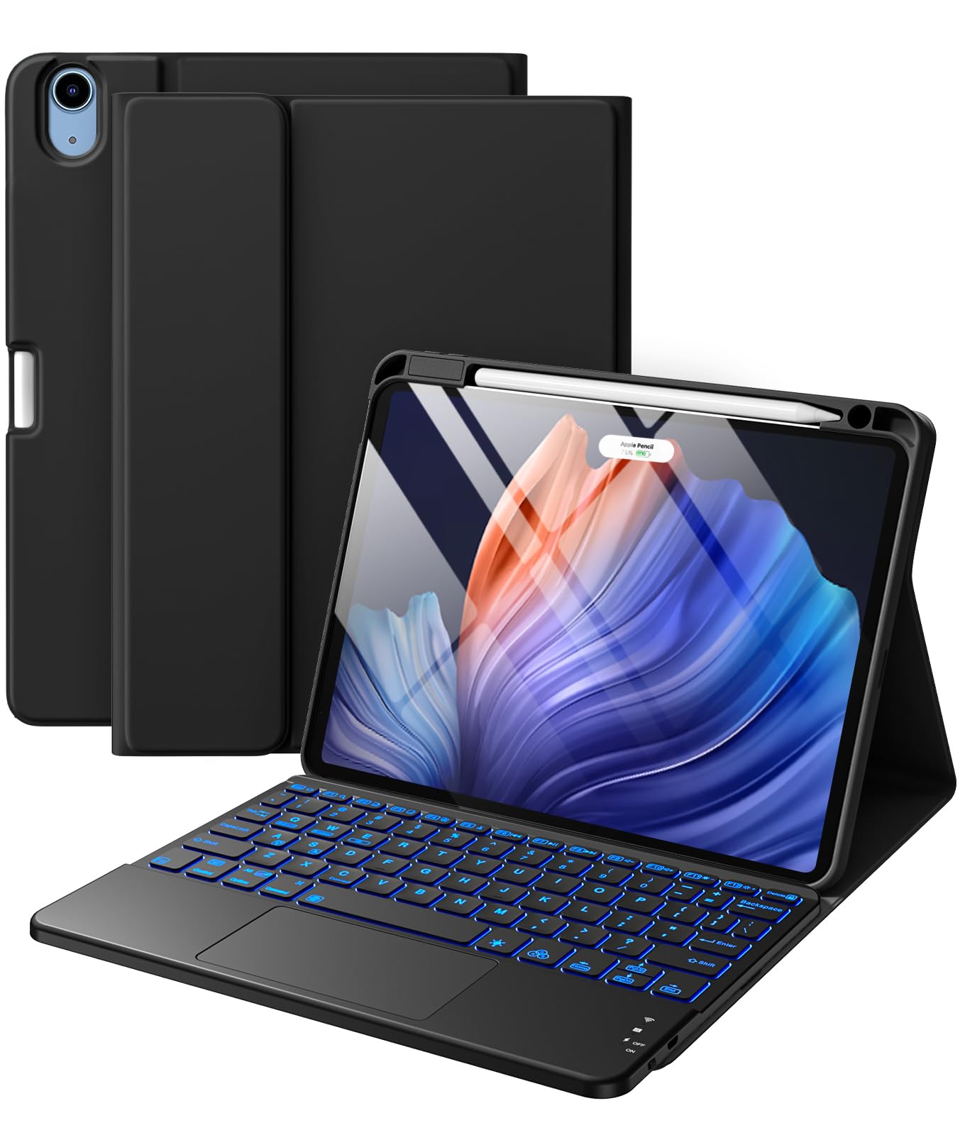 Photo 1 of Harvopu Compatible with iPad Air 11 Inch & Air 5th/ Air 4th Generation Case with Keyboard - Multi-Touch Trackpad, 7-Color Backlit, Detachable Folio Keyboard Cover for Air 11-inch M4/M3/M2 (Black)