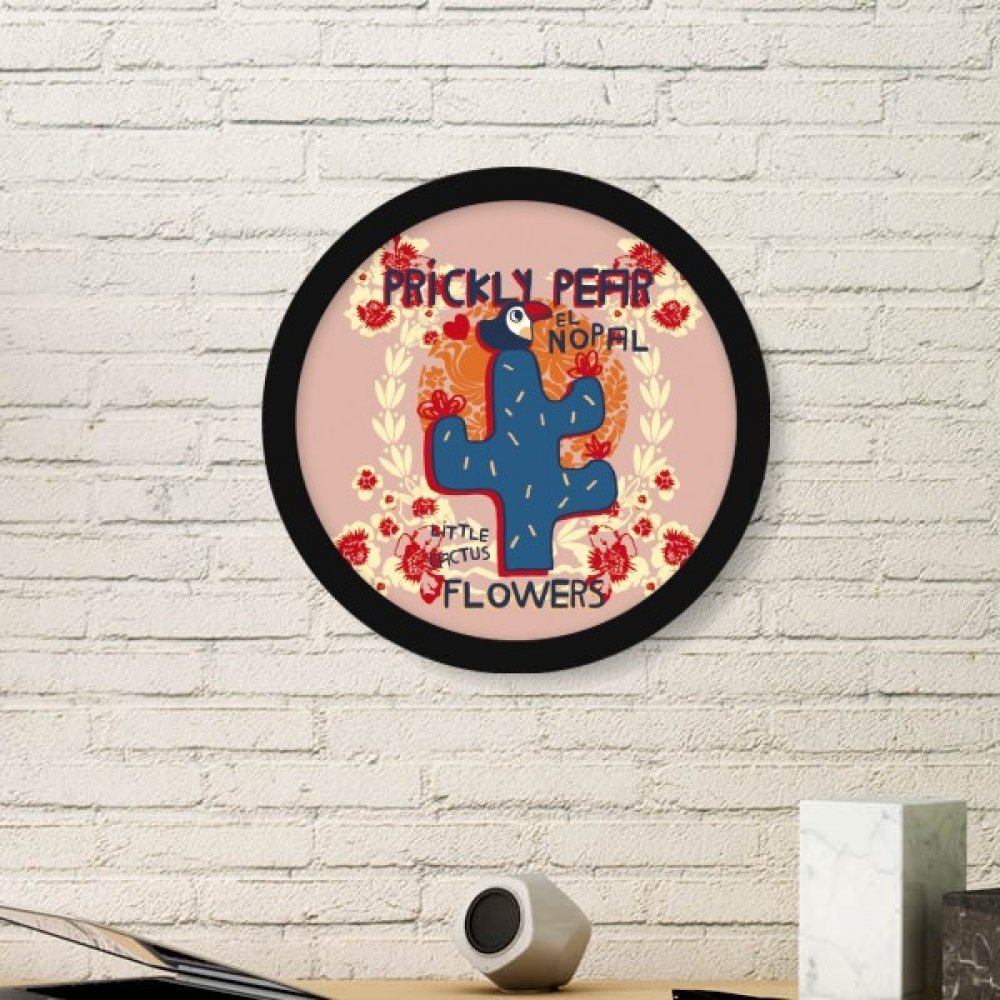 Cadre photo cactus et plantes succulentes rond noir petit modèle pour sticker mural