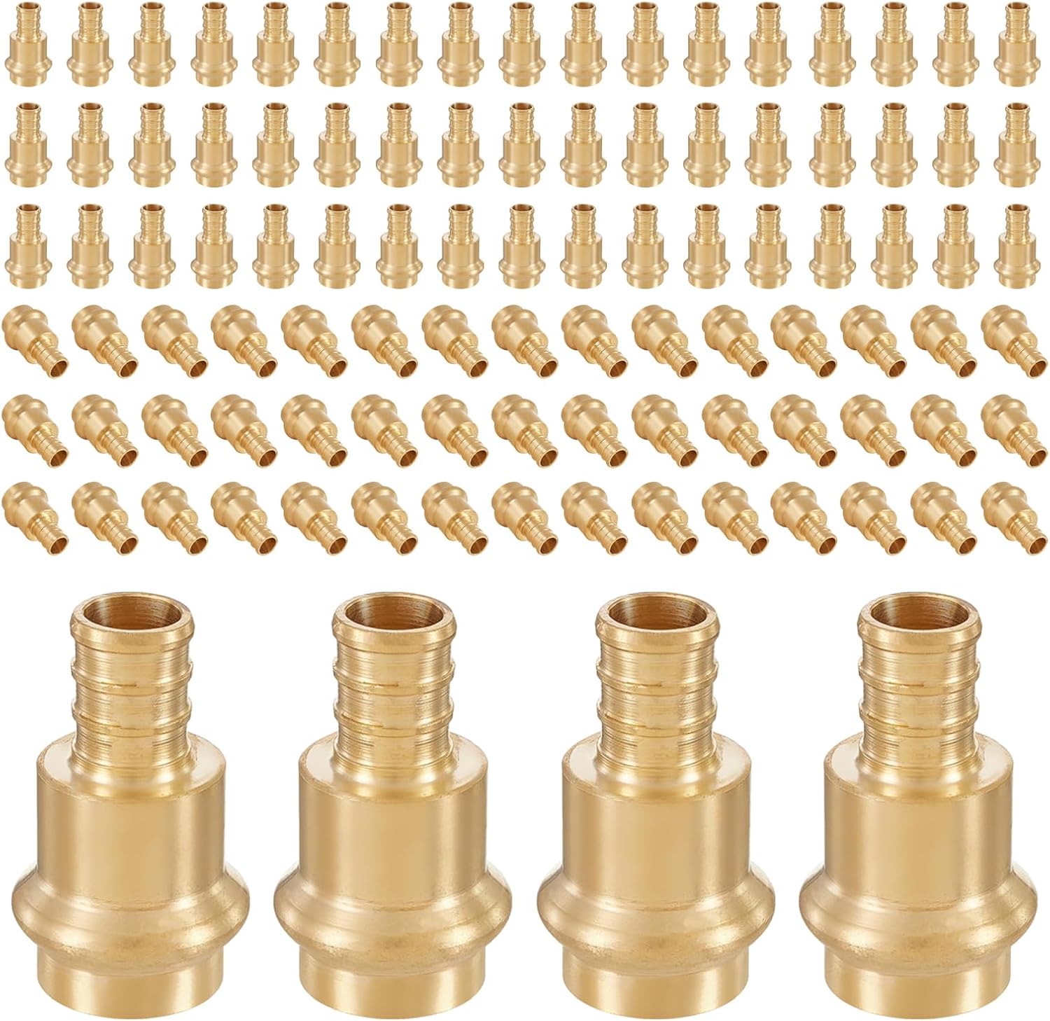 (Pack of 10) Seelink 1/2"Copper Press x 1/2"Pex Crimp Coupling Adapter, Brass Construction Fittings for Copper and Pex Pipe Connection(PEX1807344)