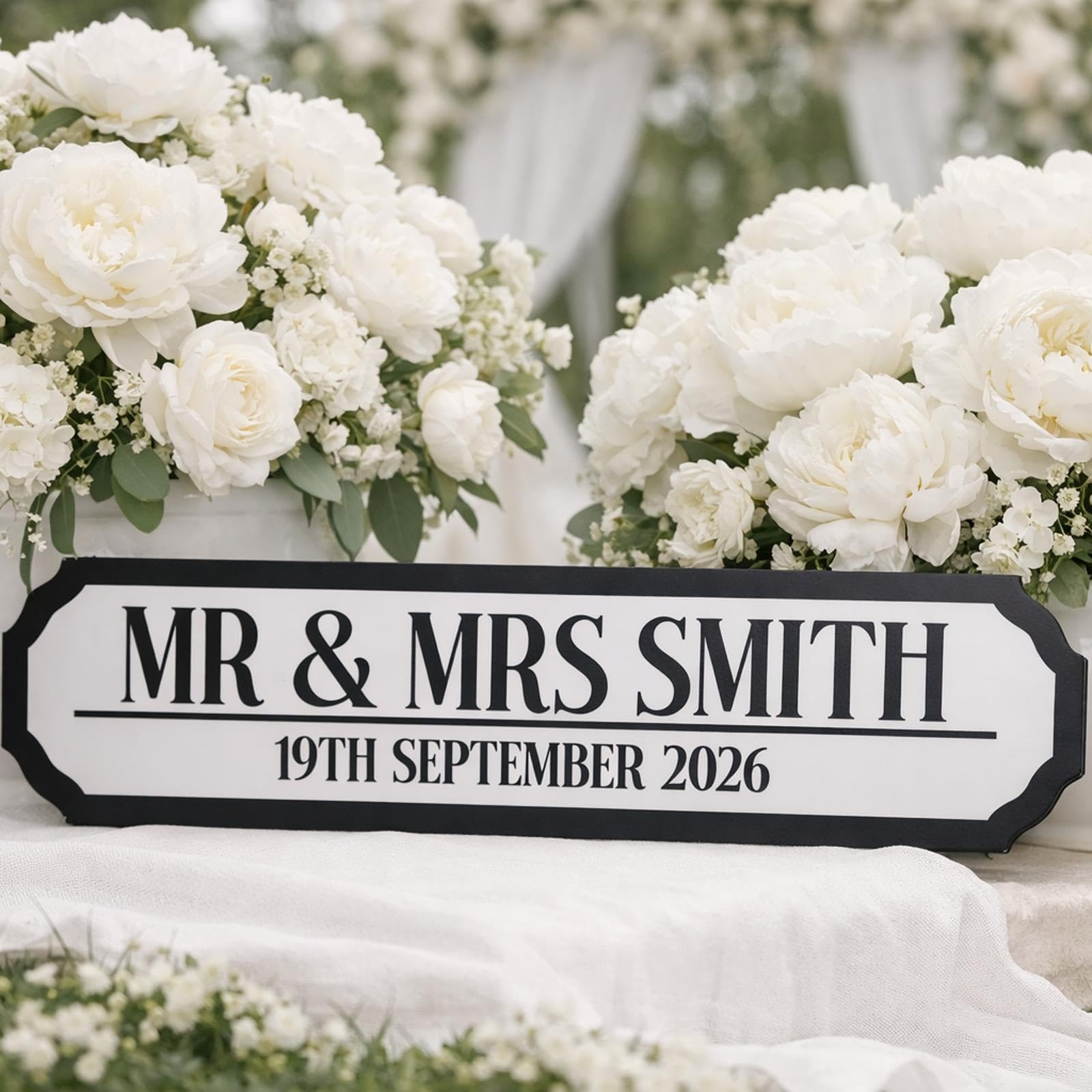 Luck and Luck Personalised Wedding Road Sign Small Acrylic Wall Plaque Name Date Gift Sign (39 cm)