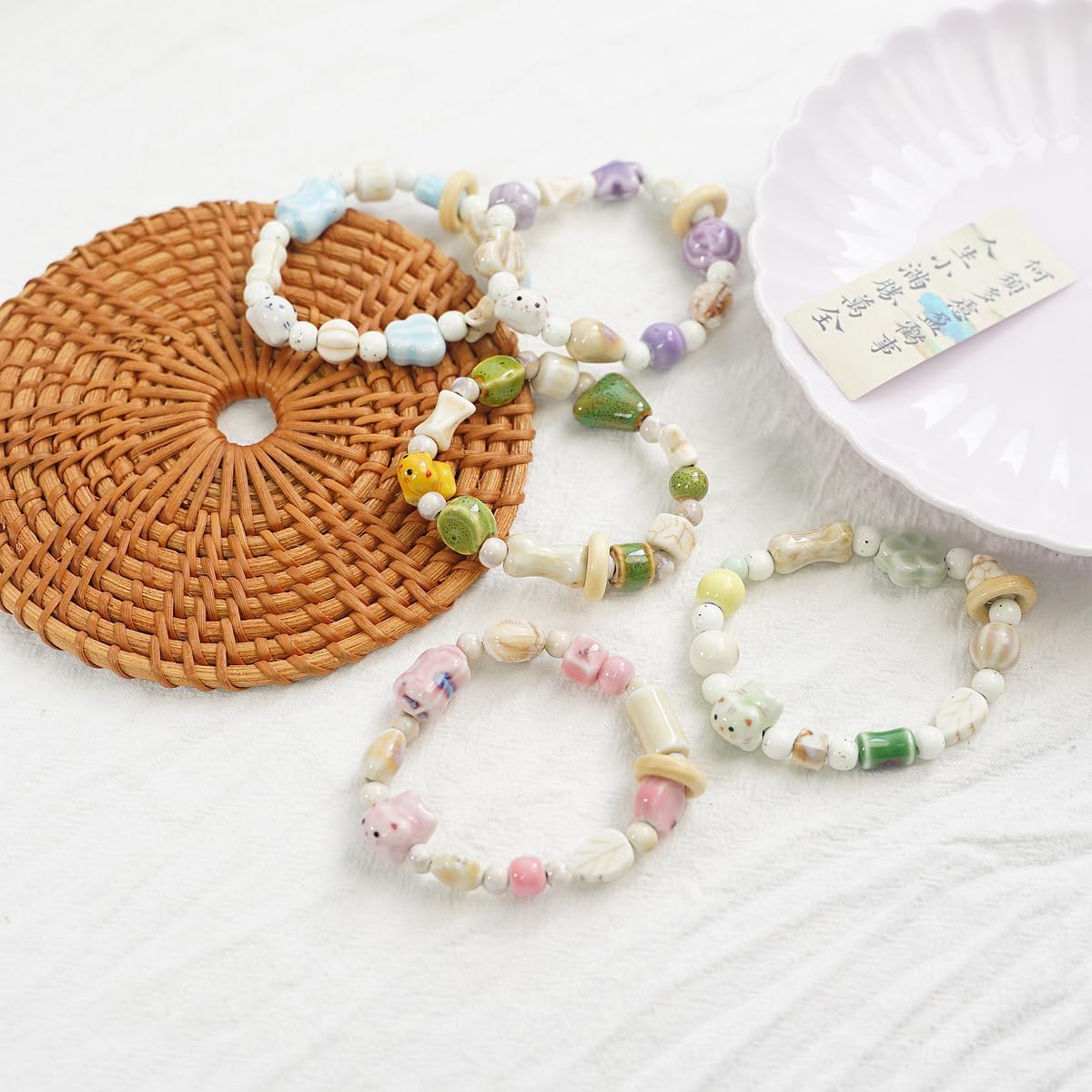 ceramic bracelet for women,beaded bracelets,stretchable elastic bracelet,more unique and distinctive, bohemian style, exquisite and fashionable, Can be paired with clothes of different styles - Image 5