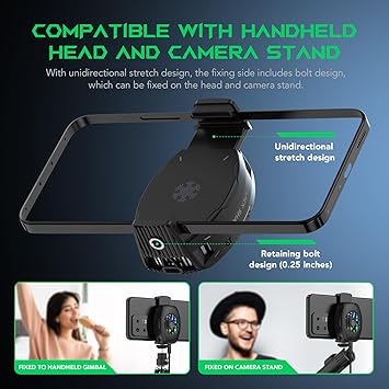 Black Shark Phone Cooler for Gaming FunCooler 5 NEO, Wired Mobile Phone Cooling Fan Lightweight Quiet with RGB Light, Cellphone Radiator for 2.67-3.45 inches iPhone/Android, Retaining Bolt (Black)