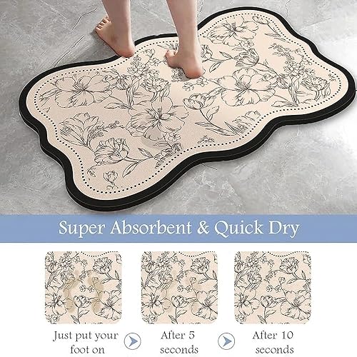 Miniatura 2 de WC - Alfombra de puerta antideslizante absorbente de lujo para baño, 15.6 x 23.4 pulgadas, onda