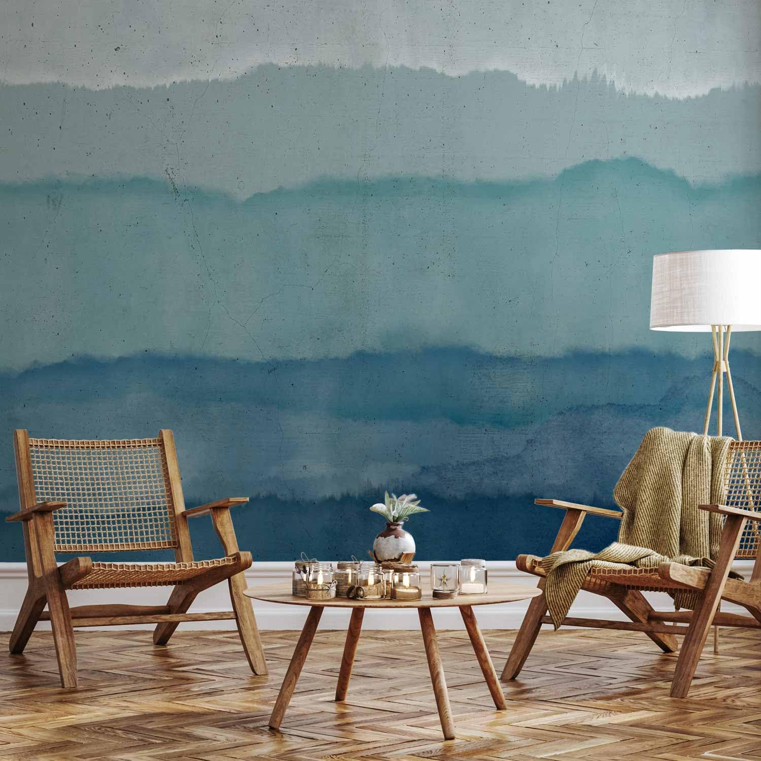 artgeist Wall Mural Abstract 135x101 in - Peel and Stick Self-Adhesive Wallpaper Removable Large Sticker Foil Wall Decor Print Picture Image Design Ocean Watercolor Blue Like Painted f-A-0914-a-a