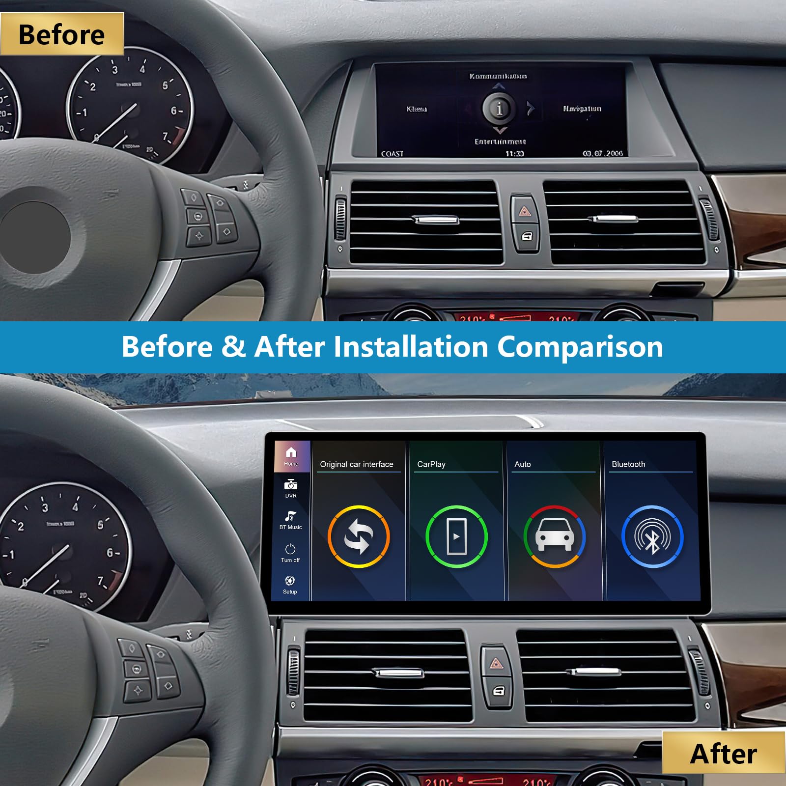 12,3-calowy ekran dotykowy radia samochodowego do BMW X5/X6 E70 E71 2007-2010 z systemem CCC, obsługa Apple Carplay/Android Auto/Mirrorlink/nawigacji GPS