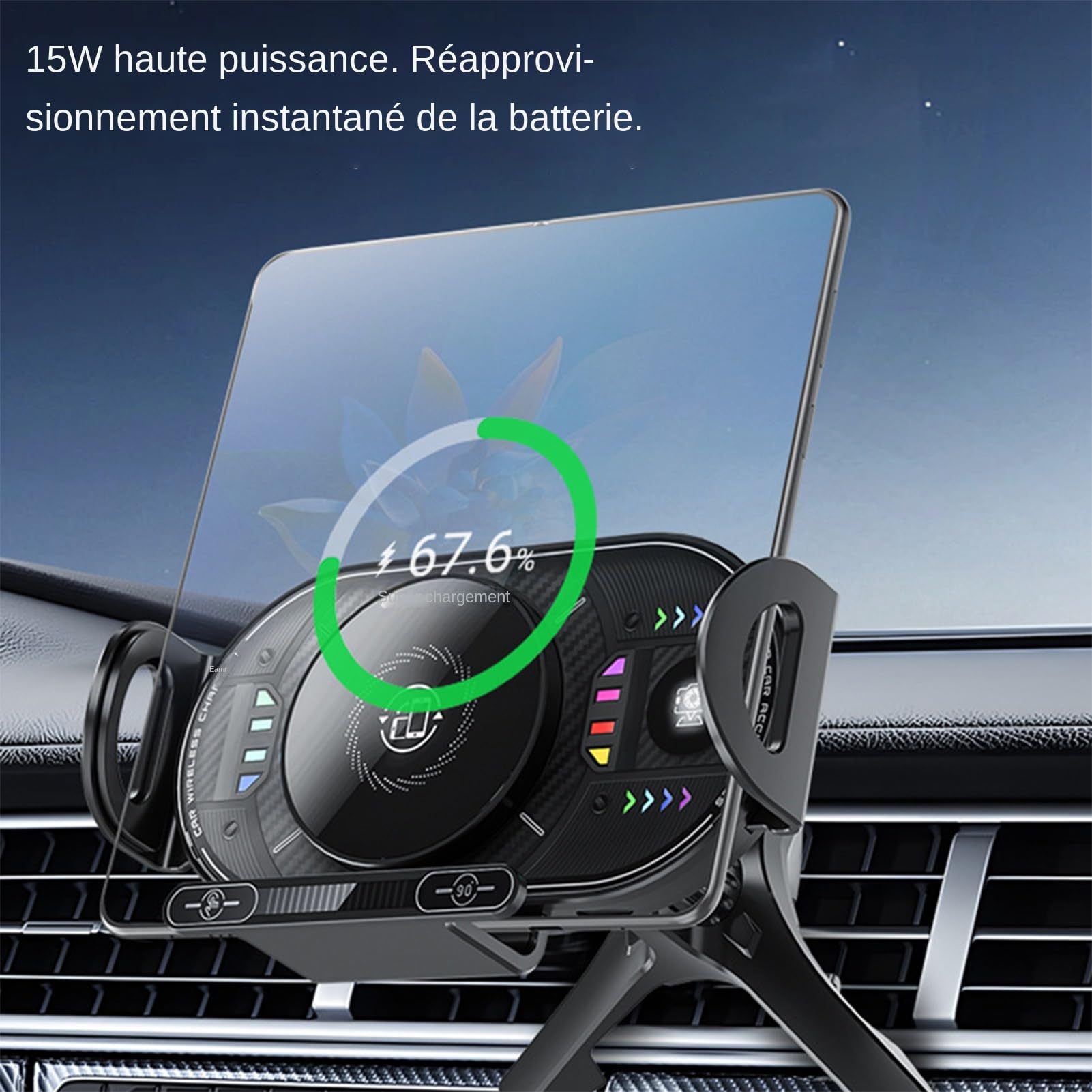 Samochodowy Uchwyt Ładowarka do Telefonu 15W Antypoślizgowy Obrotowy | Uchwyt Samochodowy Ładowarka Na Telefon Do Nawiewu Większość Smartfonów SUV Sedan Van Kierowca