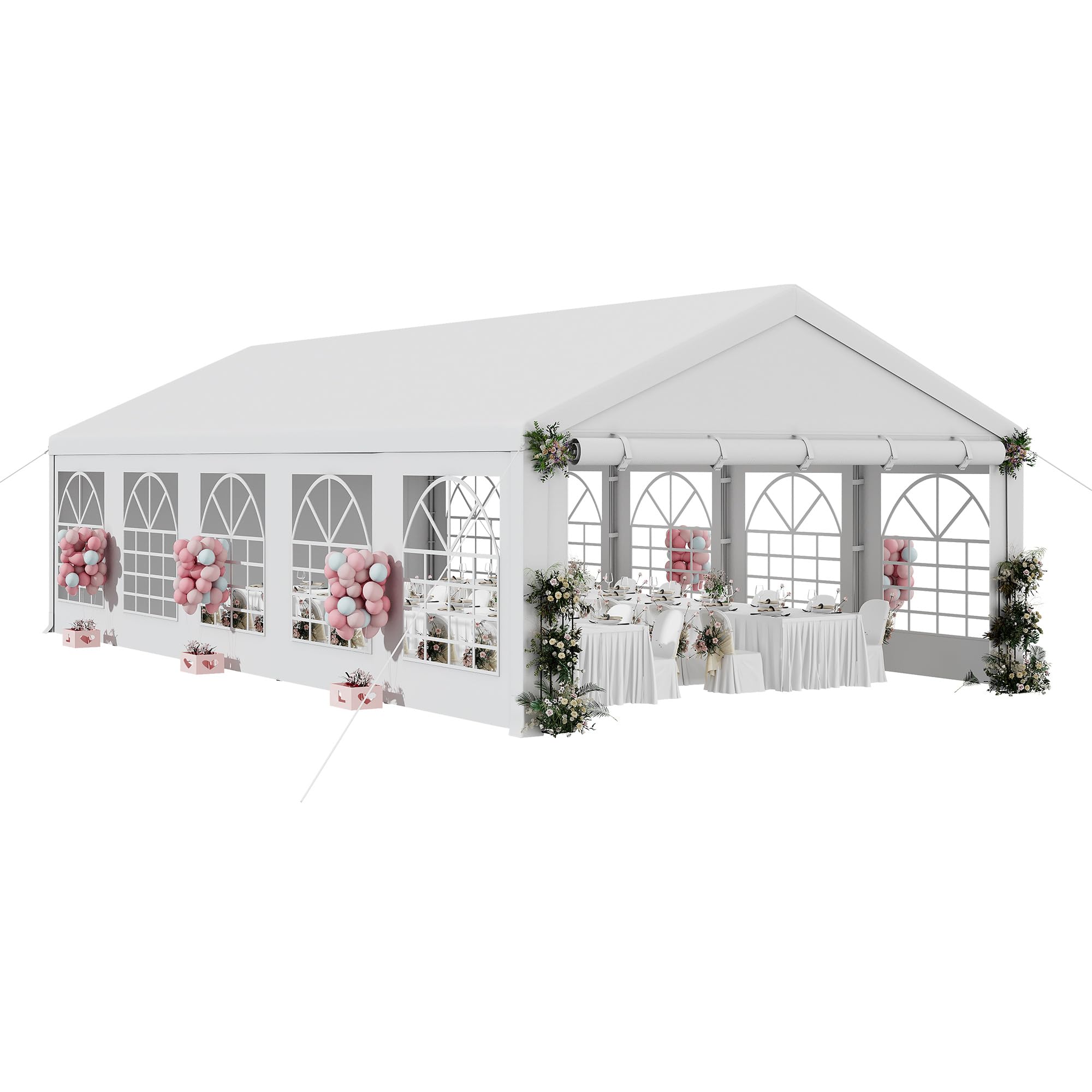 Photo 1 of ***DAMAGED -NON-FUNCTIONAL -SELLING AS PARTS ONLY**** MISSING PIECESDWVO 16x32 ft Outdoor Heavy Duty Party Tent Wedding Event Shelters Upgraded Galvanized Canopy with Large White Roof, Removable Sidewalls