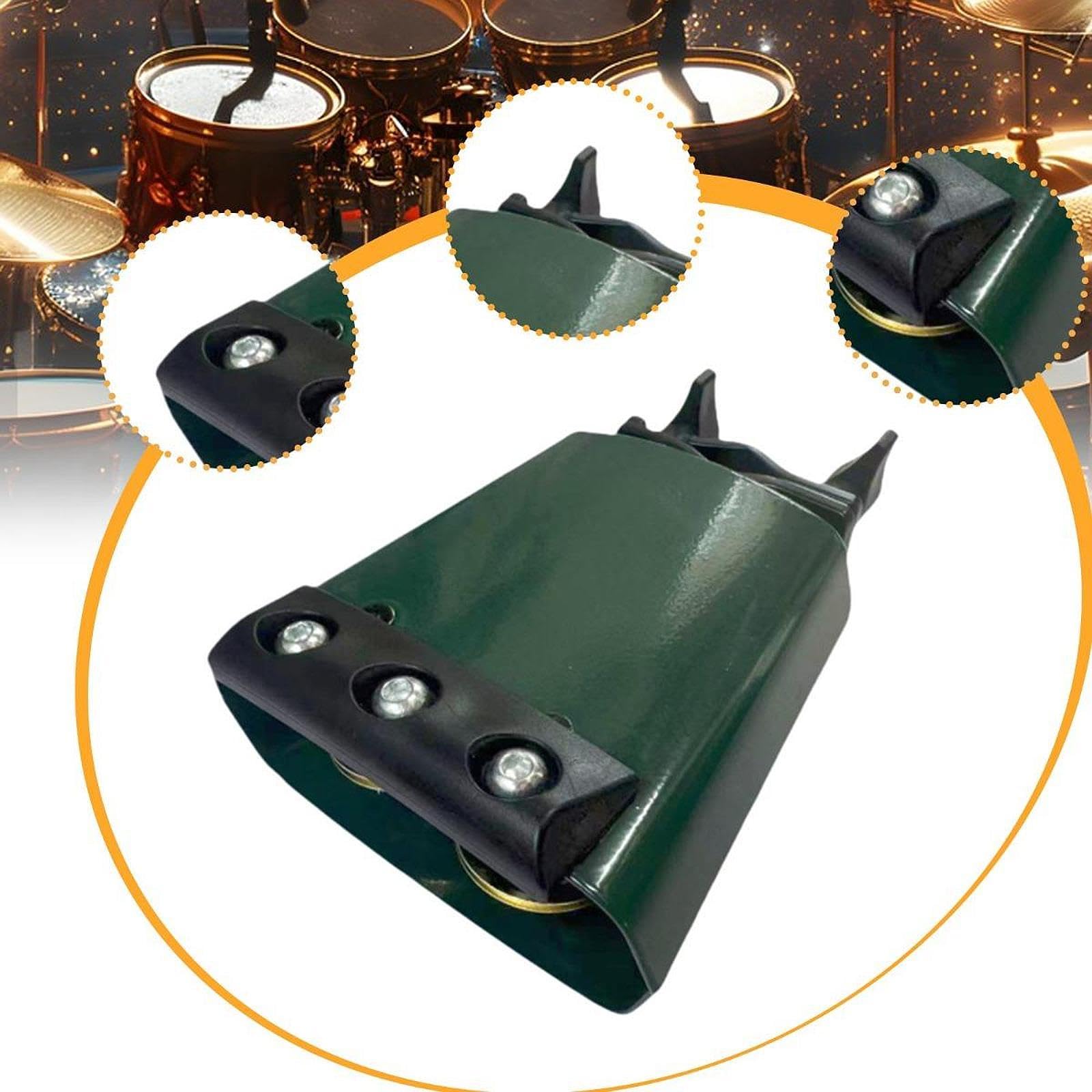 Cowbell für Schlagzeug Set mit Stummschaltleiste Metall Schlagzeug Aufsatz Percussion Instrument 4 Zoll Noise Maker für Sportveranstaltungen Grün