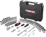 TEENO 108 Piece 1/4"&1/2" Drive Socket Set with Bits Set,72 Quick Release Ratchet Wrench,Chrome Vanadium,Satin Matte, CR-V Mechanic Tool Set for Car BicycleRepair&DlY - 7
