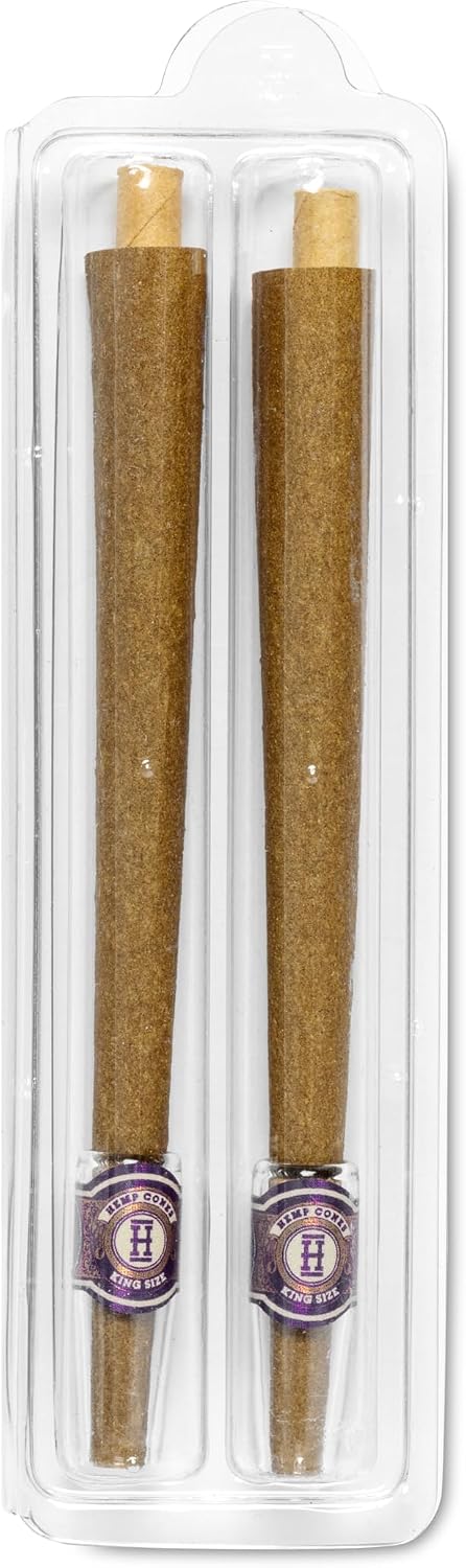 Hemper Pre-Rolled 2PK King Size Glass Tipped Natural Hemp Cones – 12ct Display | Slow-Burning, Hand-Rolled Cones with Reusable Glass Filter Tips for Smooth Smoking - (Grape)