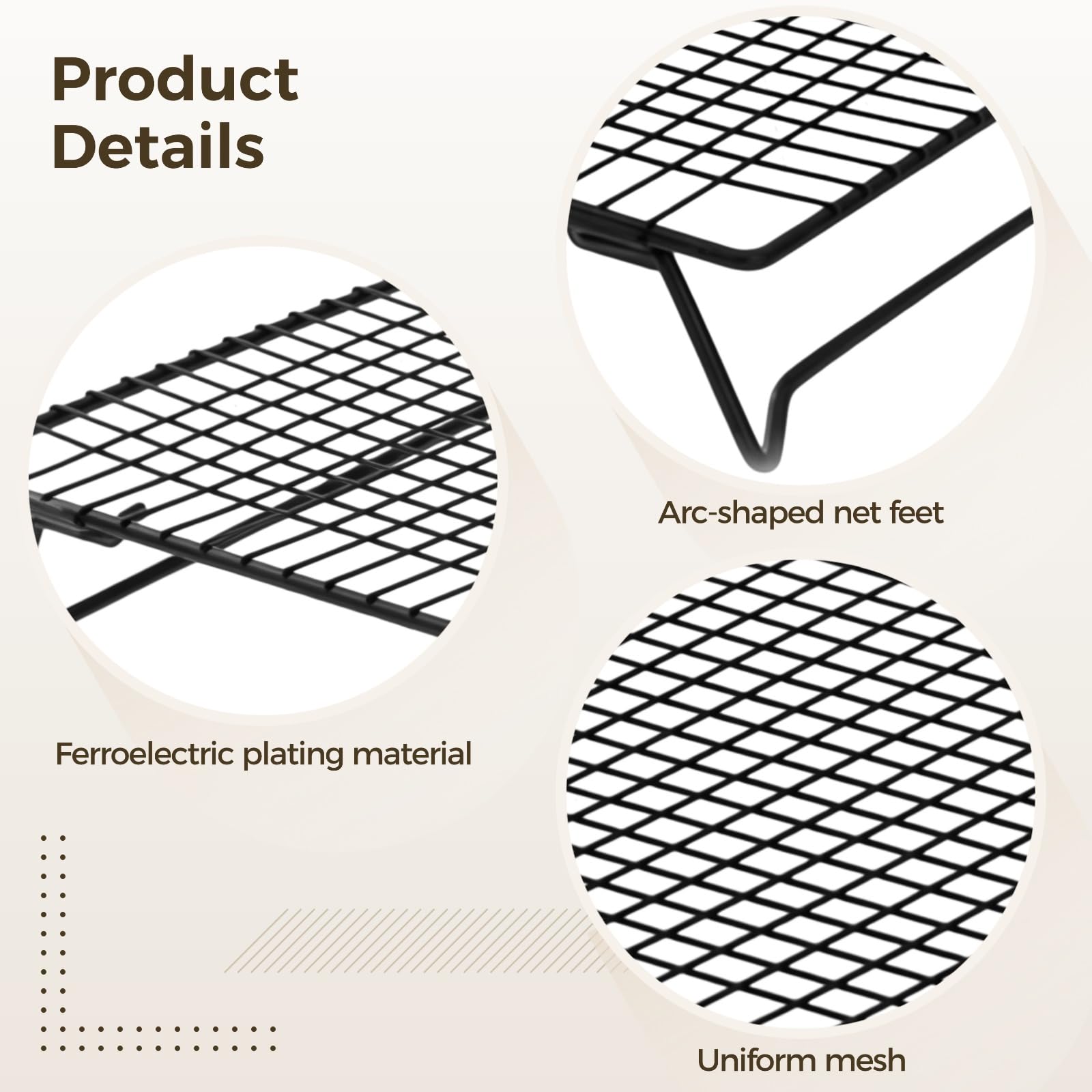 Lot de 2 grilles de refroidissement pour biscuits, acier au carbone, plateau pliable antiadhésif, empilables pour pain et pâtisseries, support pour ordinateur portable, 34 cm x 24 cm x 6 cm