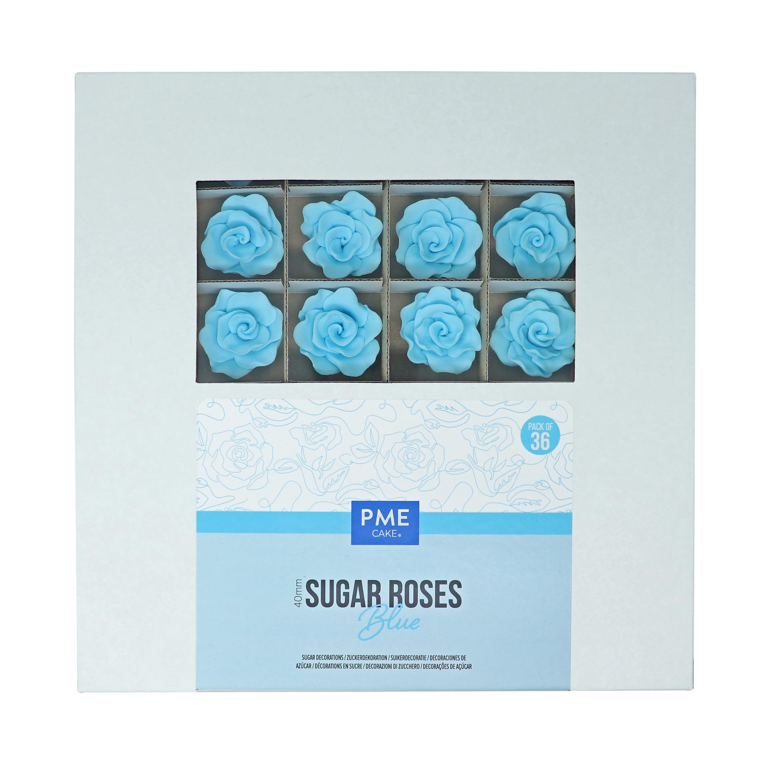 PME 4mm Roses en Sucre pour la décoration de gâteaux, 36 pièces (Bleu)