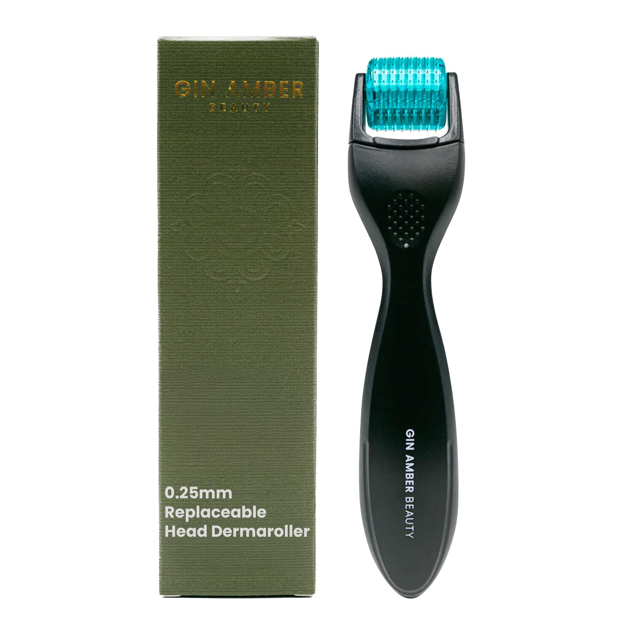Gin Amber Beauty Derma Roller with Replaceable Head Design 192 Real individual needles Micro Needling Roller for Face