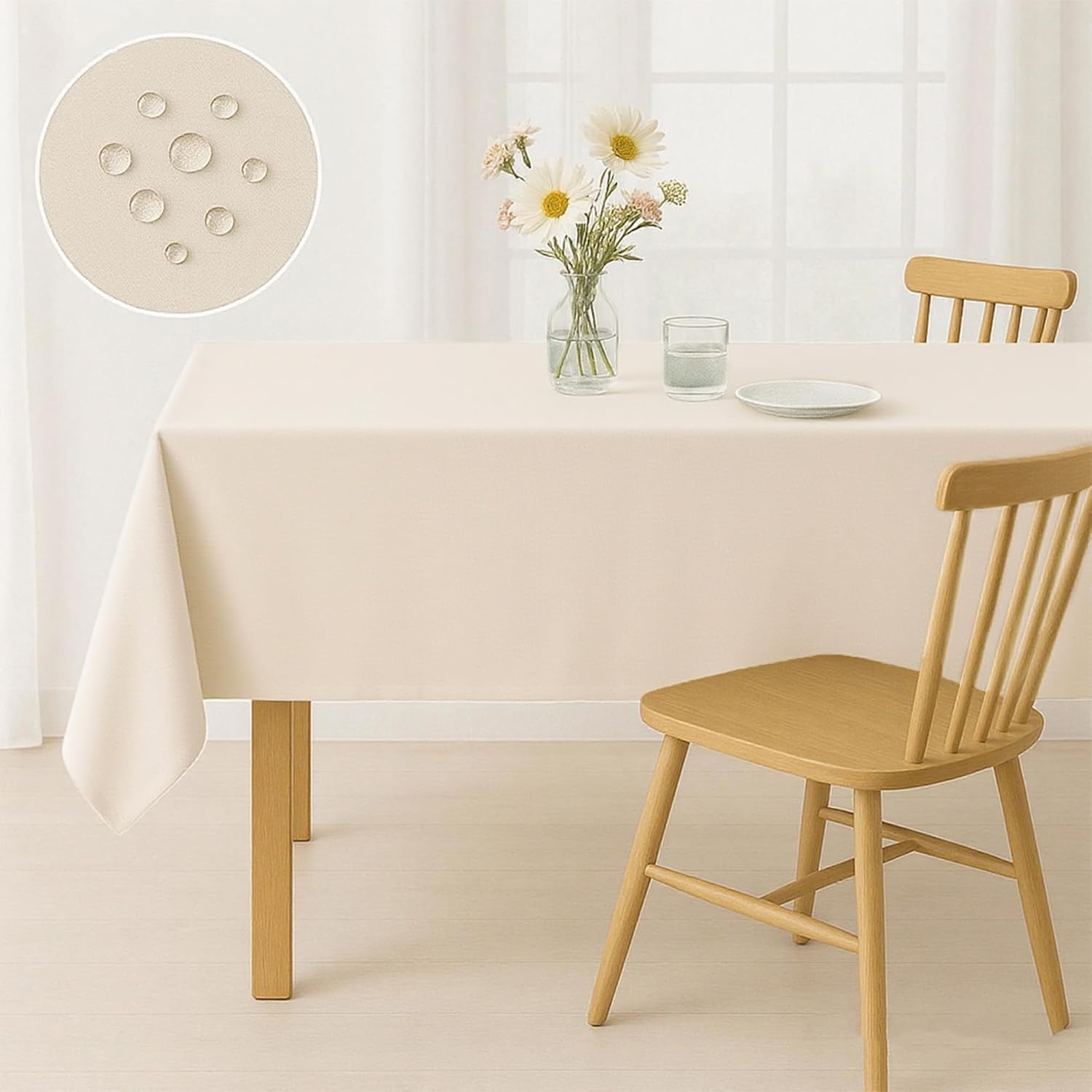 tablecloths 60x102 inches textured fabric,natural water resistant spill proof table cloth washable small card folding table covers for dining, wedding and parties?beige 60x102 beige