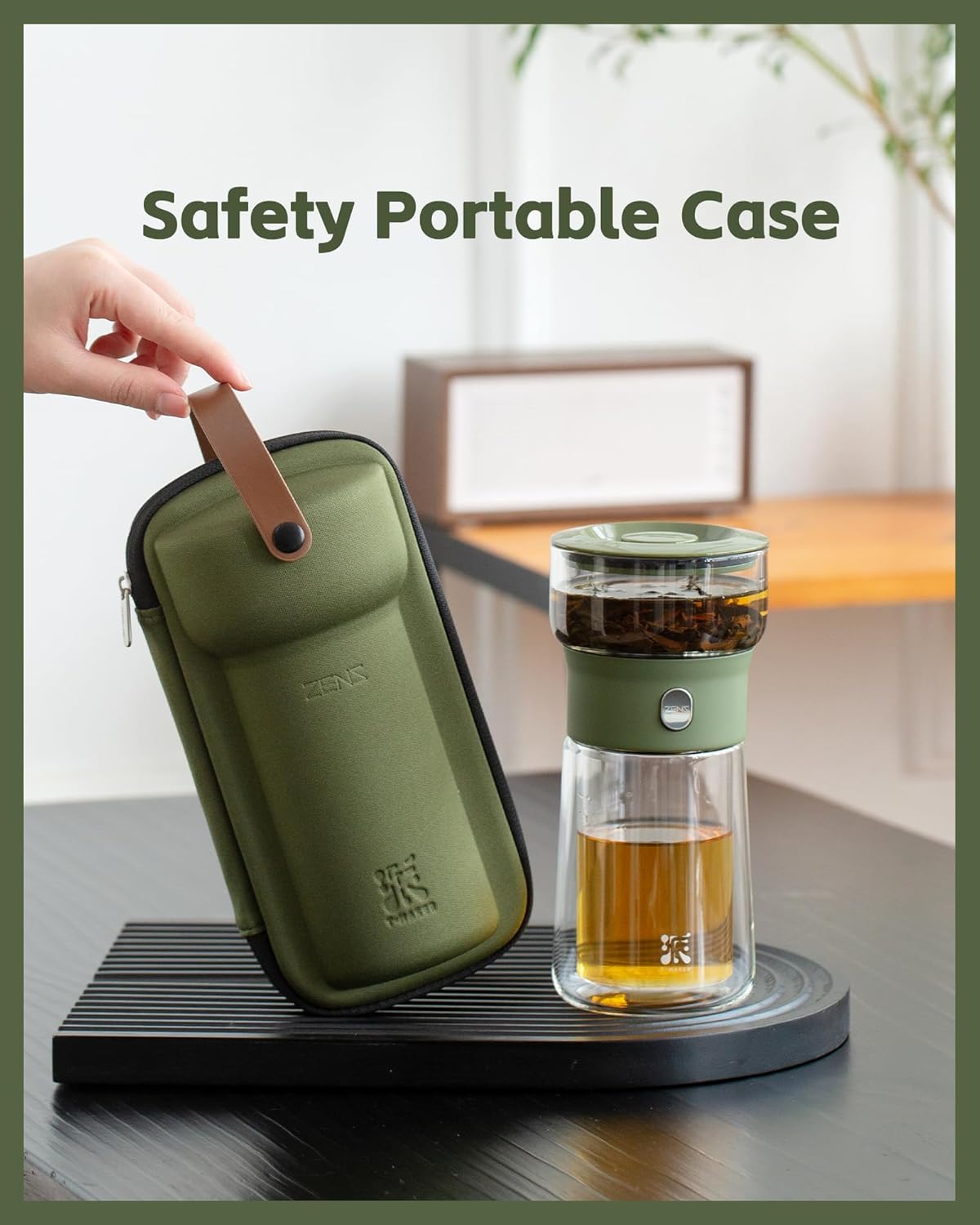 ZENS Modern Glass Infuser Teapot, Smart One Touch Tea Maker for Loose Tea Diffusers with Insulated Mug and Portable Case, Enchanted Teapot Alternatives for Tea Lover Gifts - Image 2