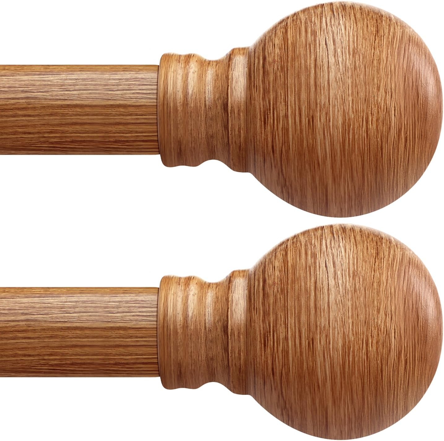Wood Curtain Rods Set of 2 for Windows 66 to 120 Adjustable 1 inch Diameter Heavy Duty Window Rod Decorative Wooden Modern Boho Curtain Rods with Brackets Large Long Expandable Single Window Rod